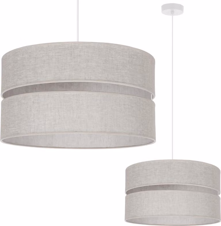 Lampada a sospensione Len Duo bianco a 1 luce paralume beige L01 40cm