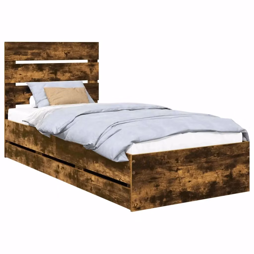 Struttura letto con cassetto vidaXL in legno Rovere fumé 90 x 190 cm – 2