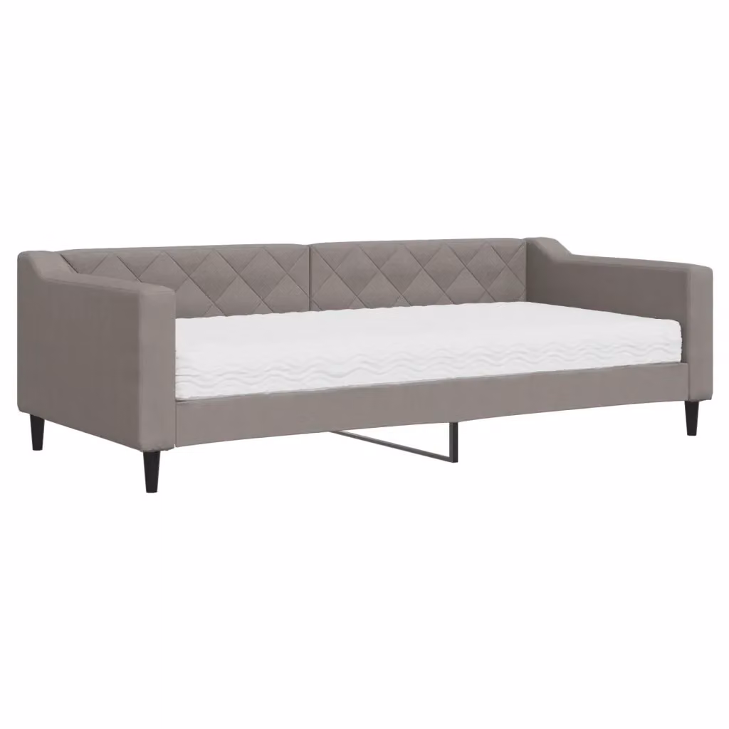 Divano Letto Moderno vidaXL in Tessuto con Materasso in Schiuma, Grigio e Beige, L/P/H: 223 x 90 x 67 cm – 2