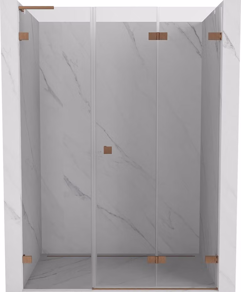 Mexen Lunar-F L porta doccia pieghevole destra 135 cm, trasparente, rame spazzolato - 836SL-135-050-65-00-P