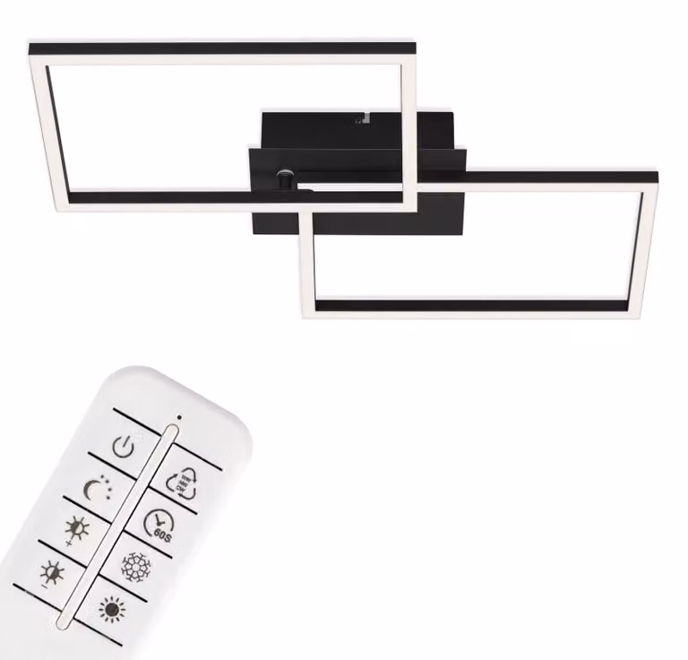 BRILONER FRAME Lampada da soffitto a LED, telecomando, dimmerabile, controllo della temperatura del colore CCT, orientabile, nero, 50 x 38,8 x 7,8 cm
