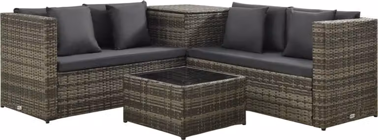 Maison Exclusive - Set da giardino da 4 pezzi con cuscini in polyrattan grigio