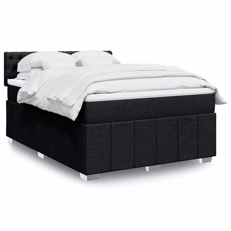 vidaXL Giroletto a Molle con Materasso Ibrido in Tessuto Nero, L 140 cm x P 190 cm