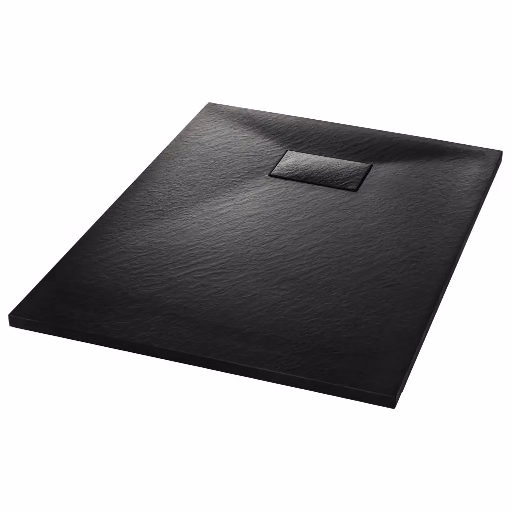 Piatto doccia rettangolare vidaXL in mineral cast nero antiscivolo L: 100 cm, P: 70 cm – 2