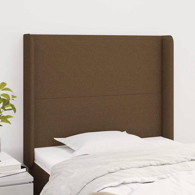 Testiera ad orecchio vidaXL in tessuto marrone scuro L: 83 cm, P: 16 cm, H: 118-128 cm