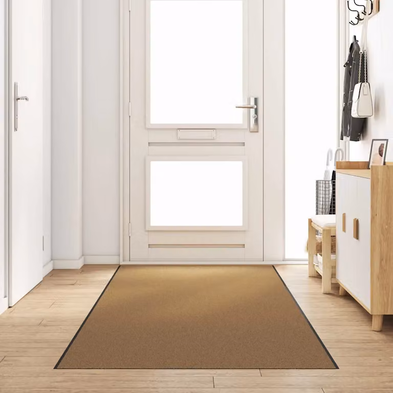 Tappetino vidaXL moderno in poliammide e PVC, colore crema e nero, L: 400 cm, P: 120 cm