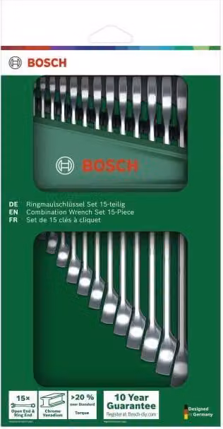 Set di chiavi fisse, 15 pezzi, 6-21 mm, versione robusta, design ergonomico