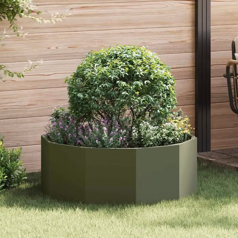 Fioriera da giardino ornamentale vidaXL in acciaio verde, L 90 cm x P 90 cm x H 35 cm