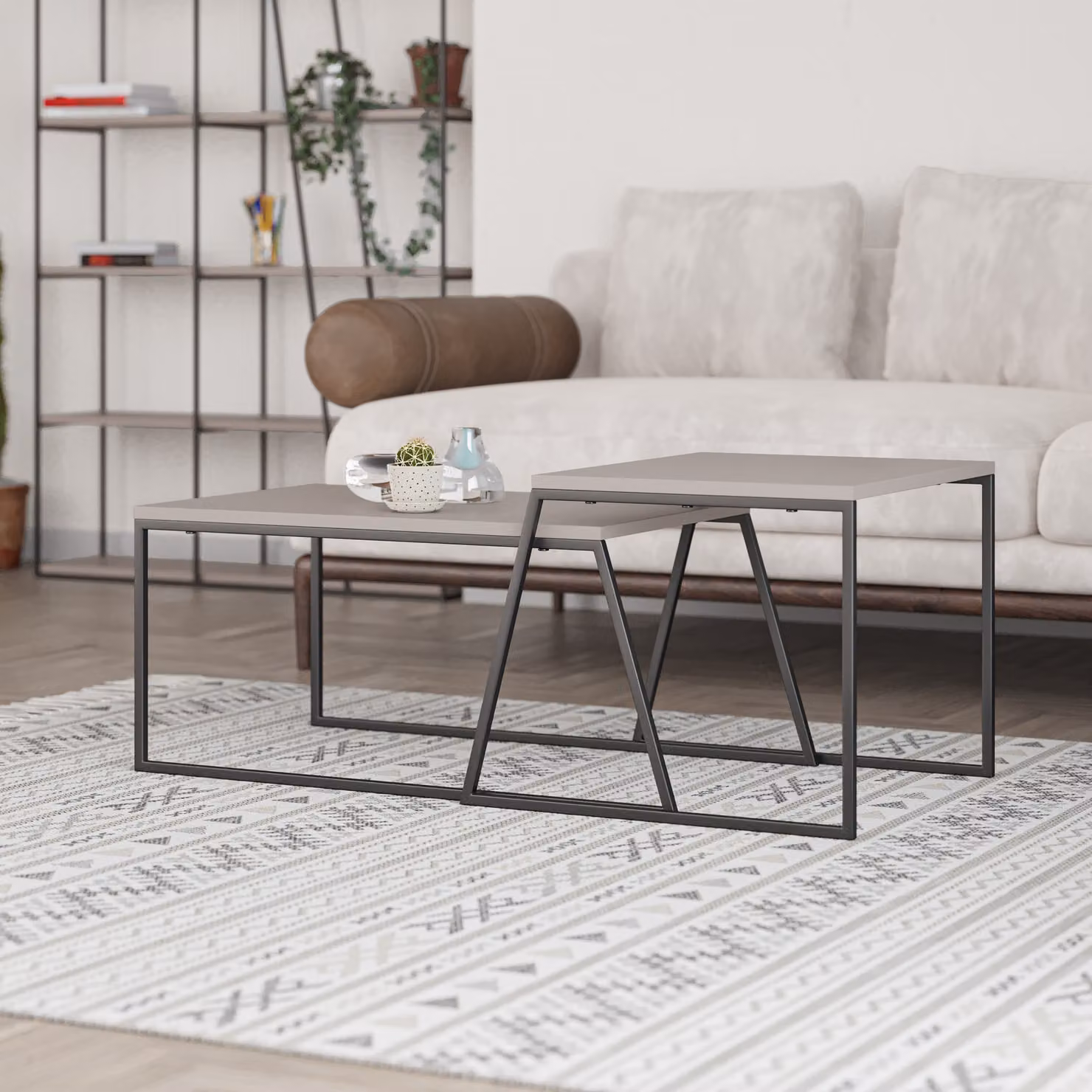 Decortie tavolino Pal (set di 2), tavolino moderno, moka chiaro 88 x 50 x 38 cm
