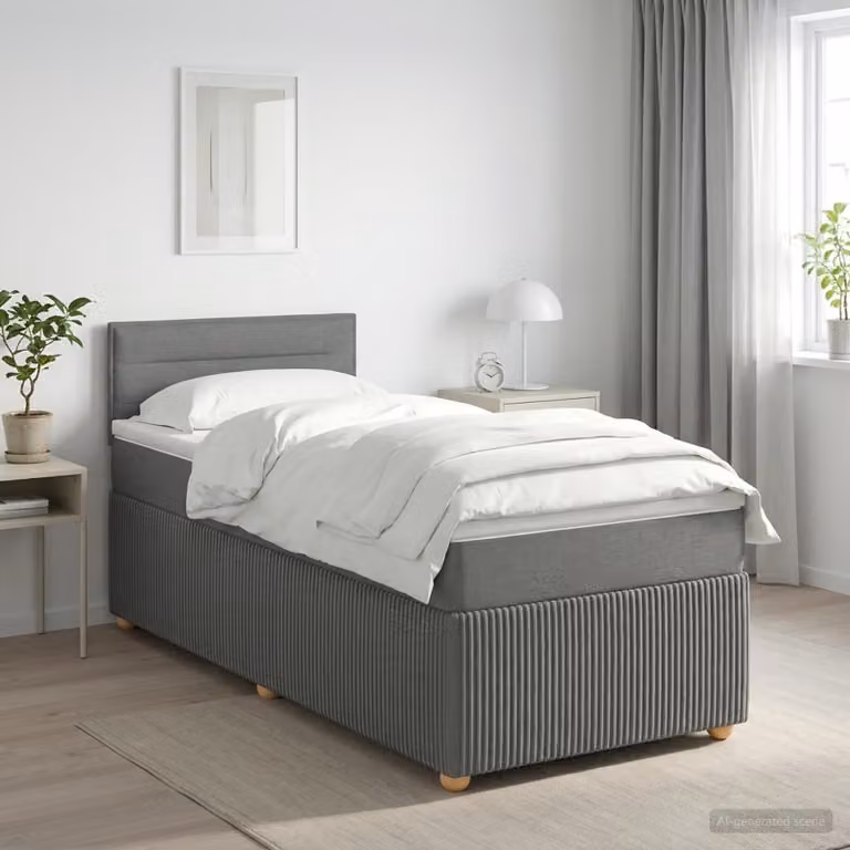 Maison Exclusive - Letto boxspring con materasso grigio scuro 90 x 200 cm tessuto