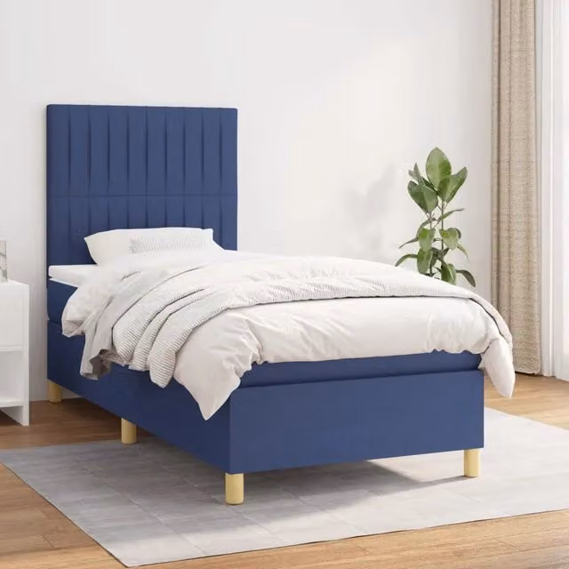 Letto Ibrido con Giroletto a Molle e Materasso vidaXL, Colore Blu e Bianco, L/P/H: 90 x 200 x 128 cm – 1