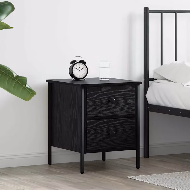 Comodino con cassetto vidaXL moderno in nero lucido L: 40 cm, P: 42 cm, H: 50 cm