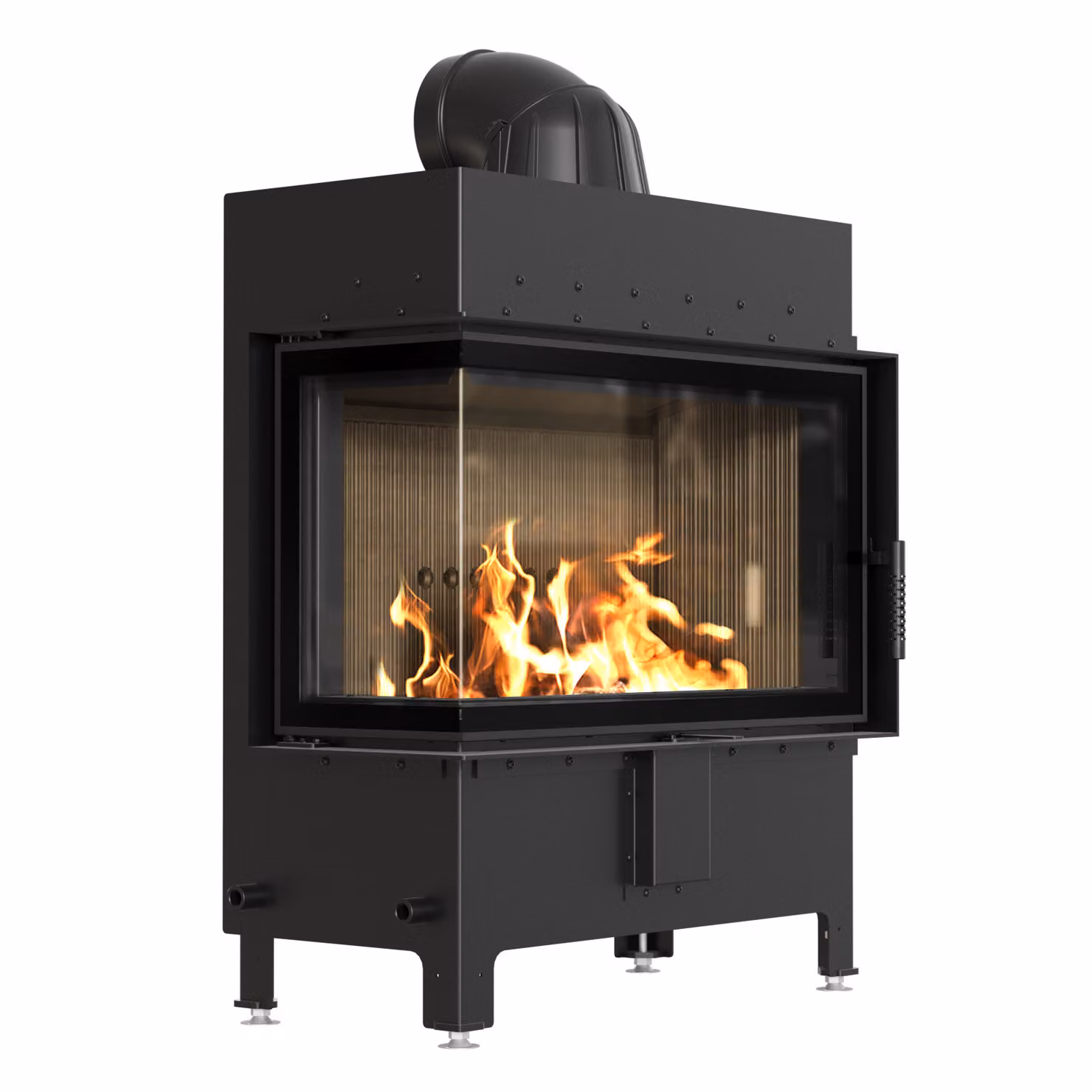 Caminetto in acciaio KRATKI LUCY sinistro 14 kW Ø 200 nero thermotec