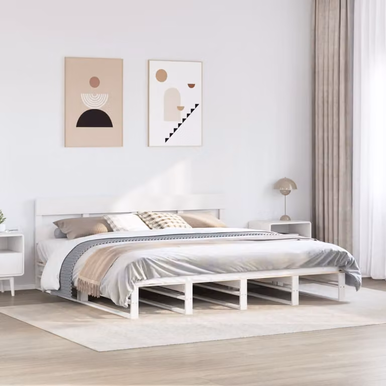 Letto senza materasso vidaXL in legno massello di pino bianco L 180 cm x P 200 cm