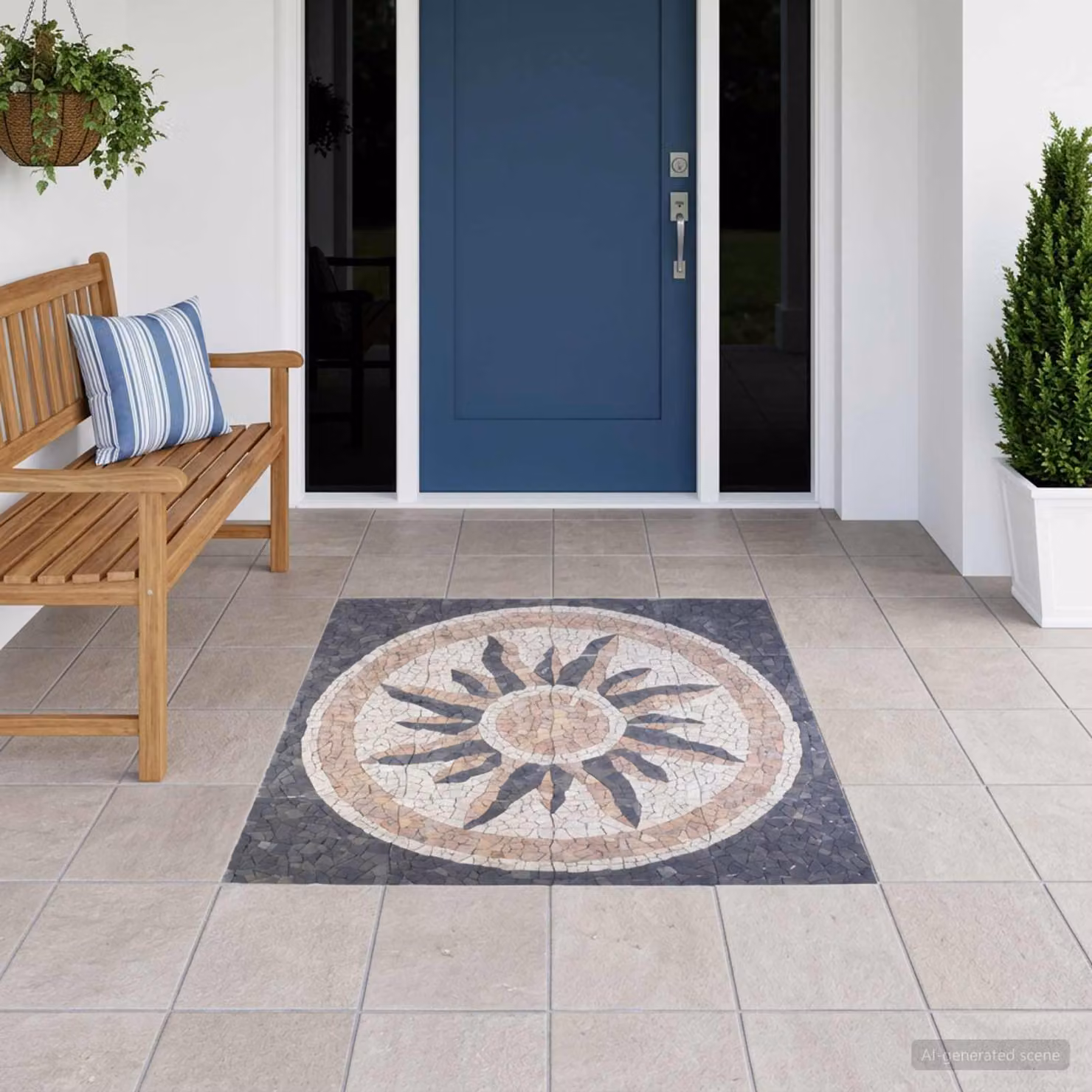 Piastrelle a Mosaico vidaXL con Motivo Geometrico in Effetto Marmo Multicolore L 120 cm x P 120 cm