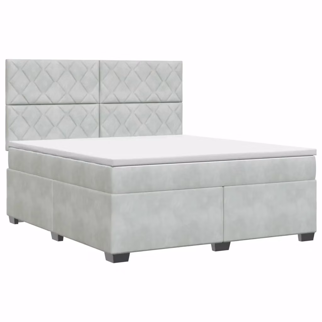 Letto box spring con materasso vidaXL in tessuto grigio e bianco L: 180 cm, P: 200 cm, H: 140,5 cm – 2