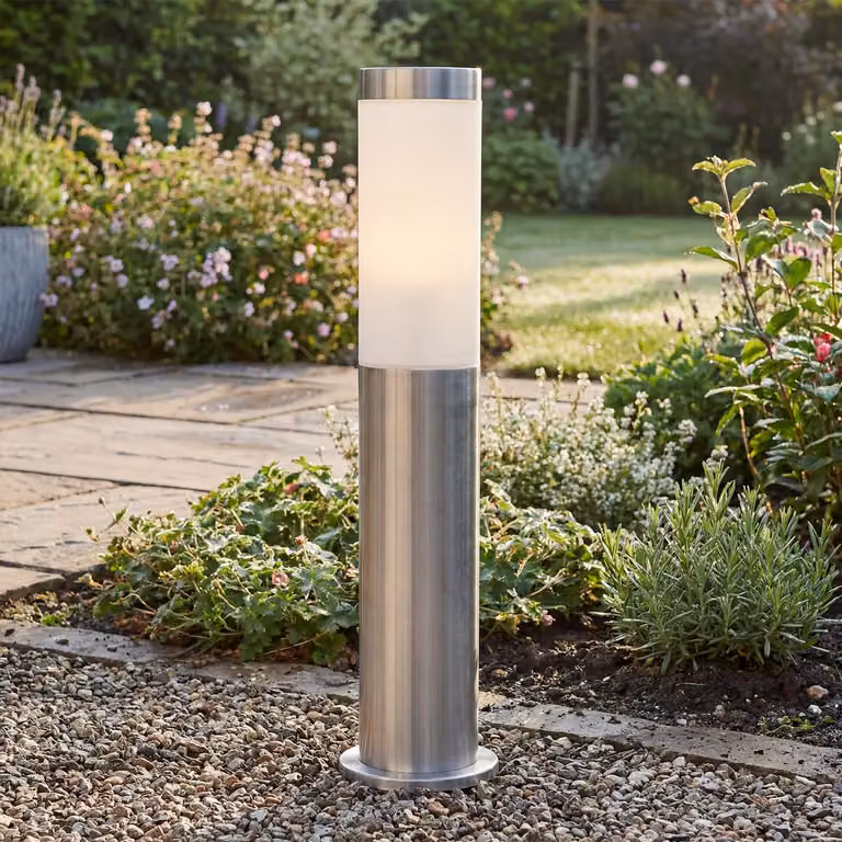 Luce da sentiero in acciaio inox per esterni con cavo + spina + picchetto di terra IP44 illuminazione cortile giardino lampada base 45cm