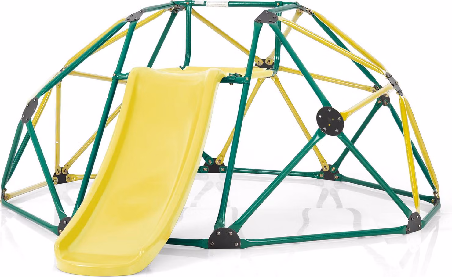 COSTWAY cupola per arrampicata Ø183cm con scivolo e piattaforma in tessuto, struttura per arrampicata a forma di cupola fino a 180kg, parco giochi per bambini da 3 anni verde, giallo