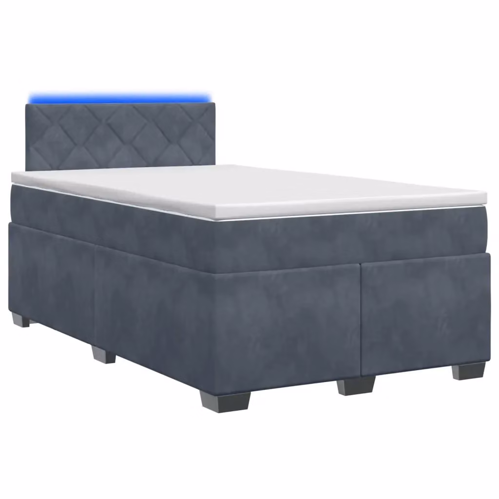 Letto Ibrido con Box Spring, Materasso a Molle Insacchettate e Illuminazione LED vidaXL, Grigio, L/P: 120 x 200 cm – 2