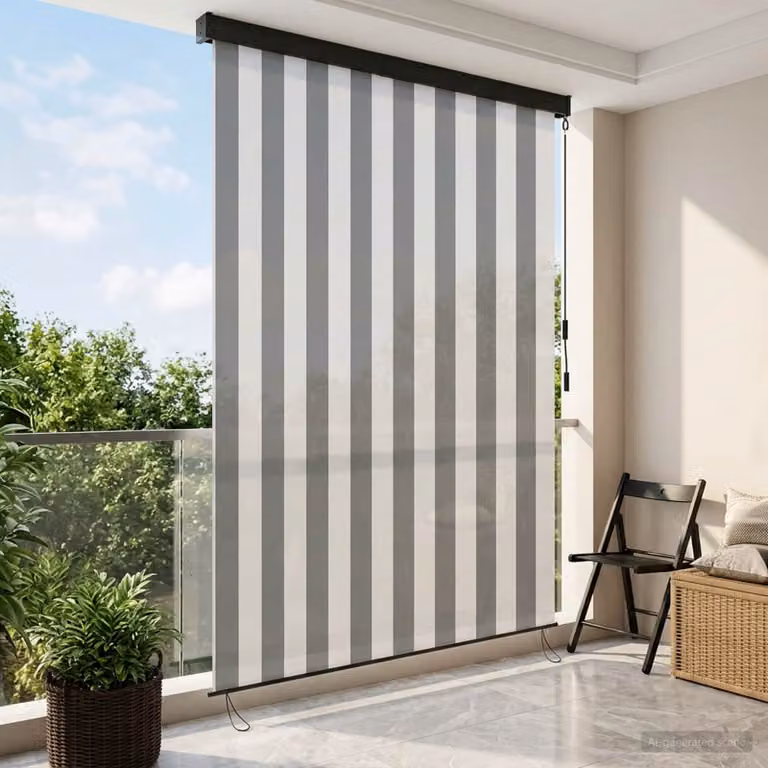 vidaXL Tenda a rullo in poliestere e alluminio, Antracite e Bianco, L 140 cm x H 250 cm