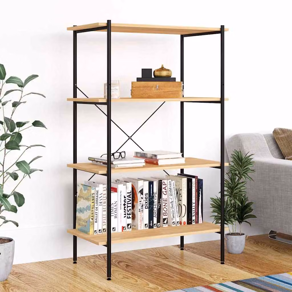 Scaffale con 4 Mensole vidaXL in Stile Industriale Nero e Marrone L: 80 cm, P: 40 cm, H: 130 cm