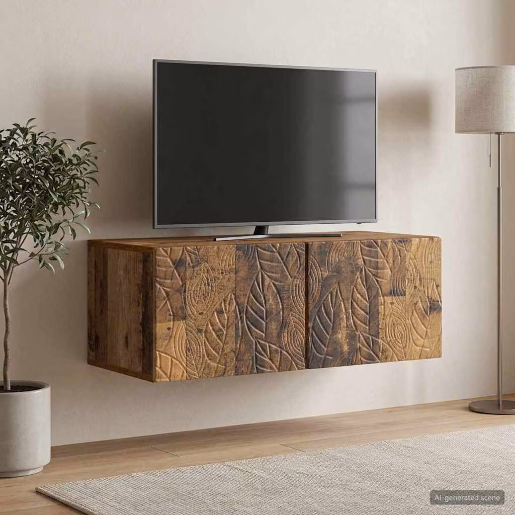 vidaXL Mobile Porta TV da Muro in Legno Antico Marrone L: 98 cm, P: 41 cm, H: 30 cm