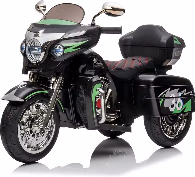 Moto elettrica 12V per bambini Aosom, colore nero, con sedile morbido in PU e vano portaoggetti, L/P/H: 110 x 48 x 68 cm – 1