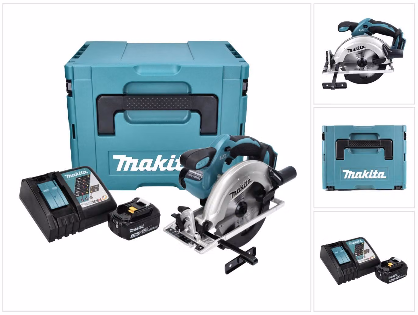 Makita DSS 611 RF1J Sega circolare a batteria 18V 165mm in valigetta Makpac + 1x Batteria BL1830 3,0 Ah + Caricatore rapido DC 18 RC