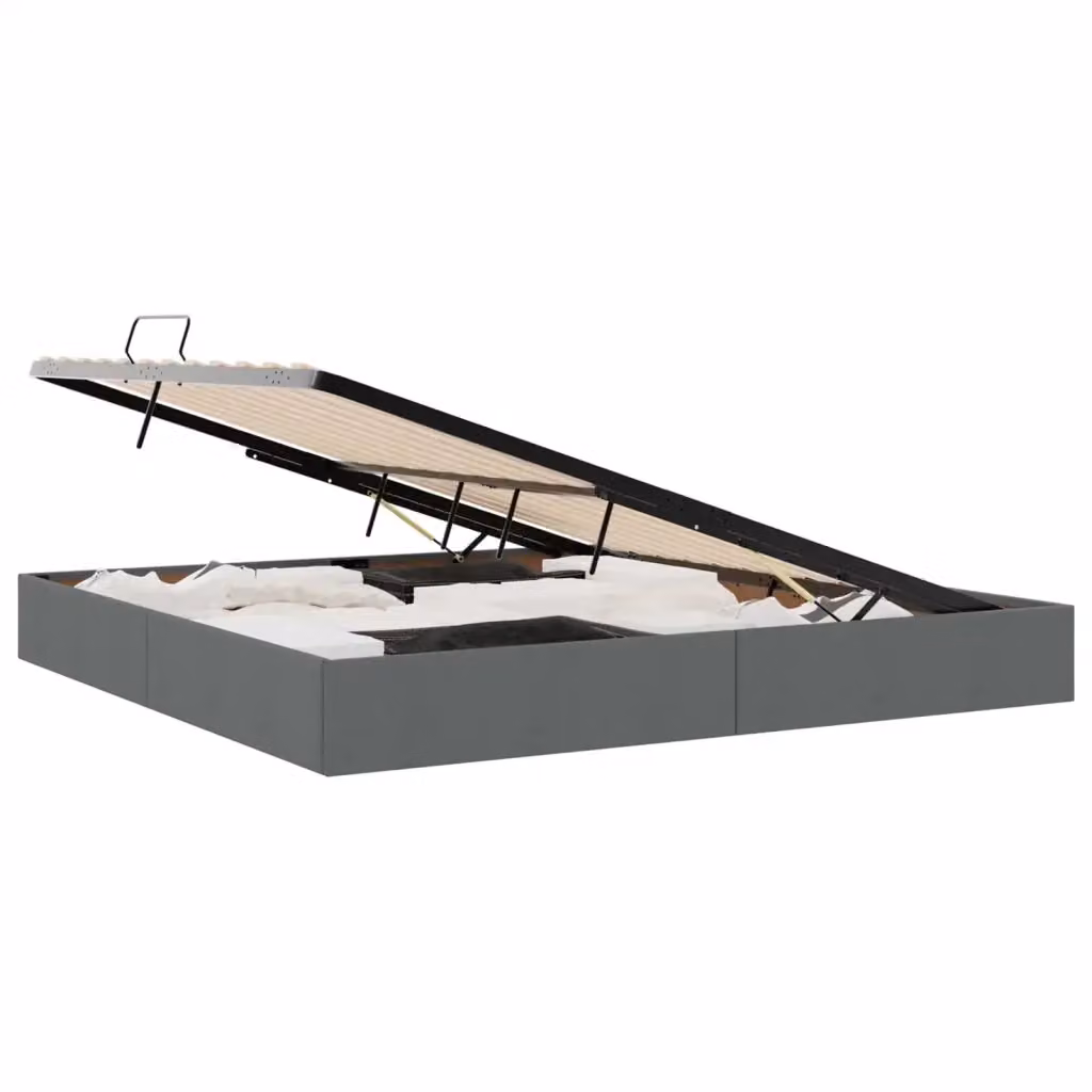 Letto ottomano moderno vidaXL in tessuto grigio con base a sollevamento L: 200 cm, P: 200 cm, H: 28 cm – 2