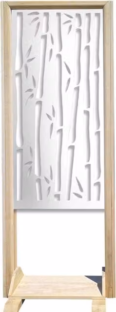 Paravento modulabile BAMBU Signorbit in legno e PVC bianco, design geometrico moderno, L: 70 cm, H: 190 cm, P: 50 cm – 1
