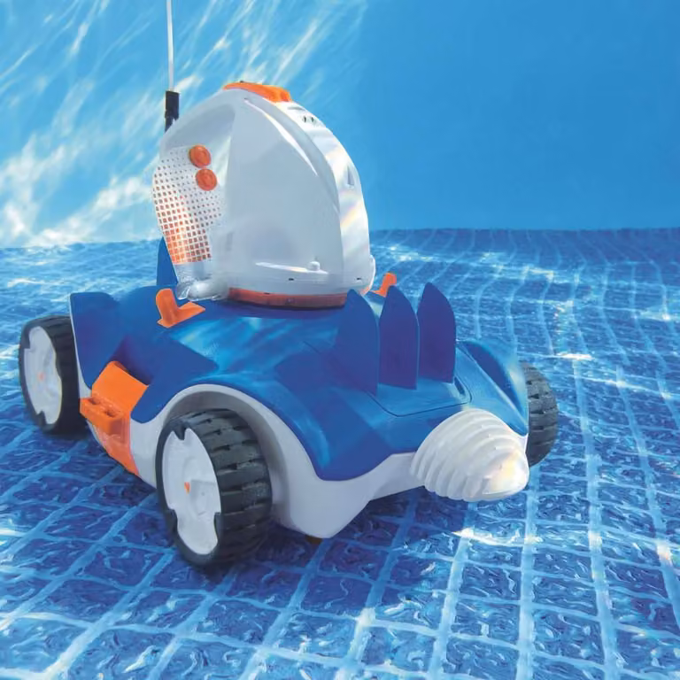 Robot per la pulizia della piscina Bestway Flowclear Aquatronix blu e multicolore con batteria ricaricabile e componenti in acciaio inossidabile