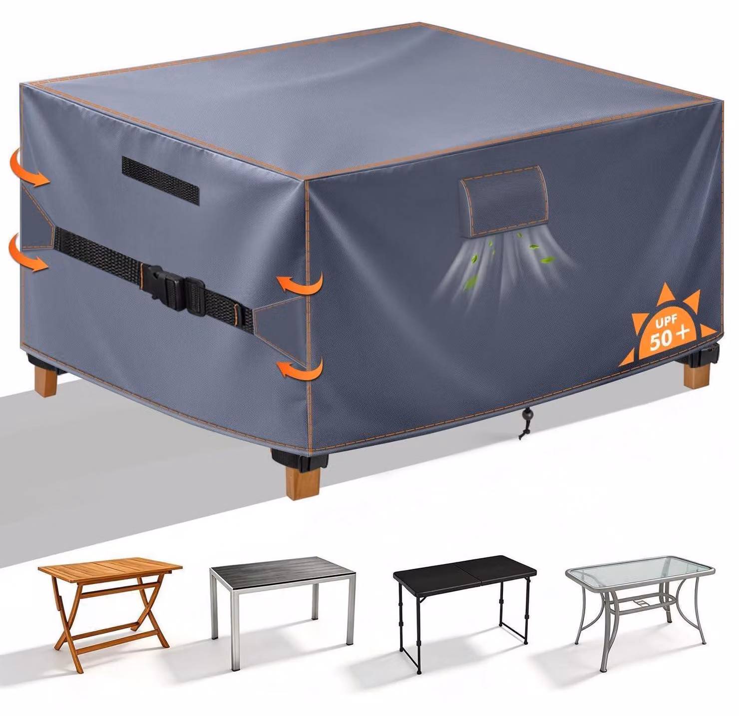 Telo protettivo per mobili da giardino, resistente alle intemperie invernali, colore grigio, dimensioni 120x90x75 cm, tessuto Oxford 420D