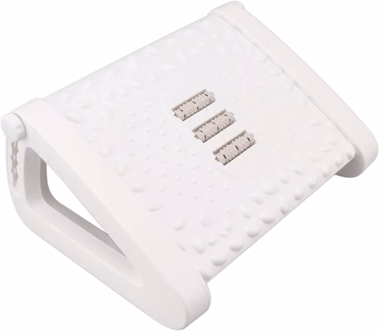 Poggiapiedi da scrivania, con 6 diverse altezze, funzione massaggio, colore bianco, per l'ufficio