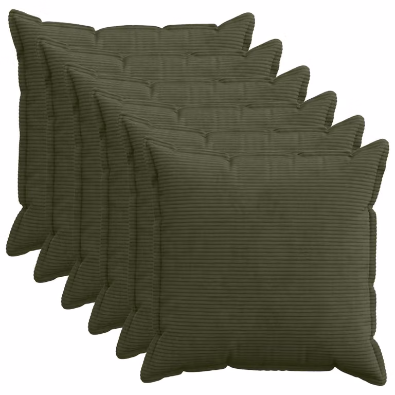 Set di 6 federe vidaXL HOUTEN in velluto a coste verdi, 65 x 65 cm