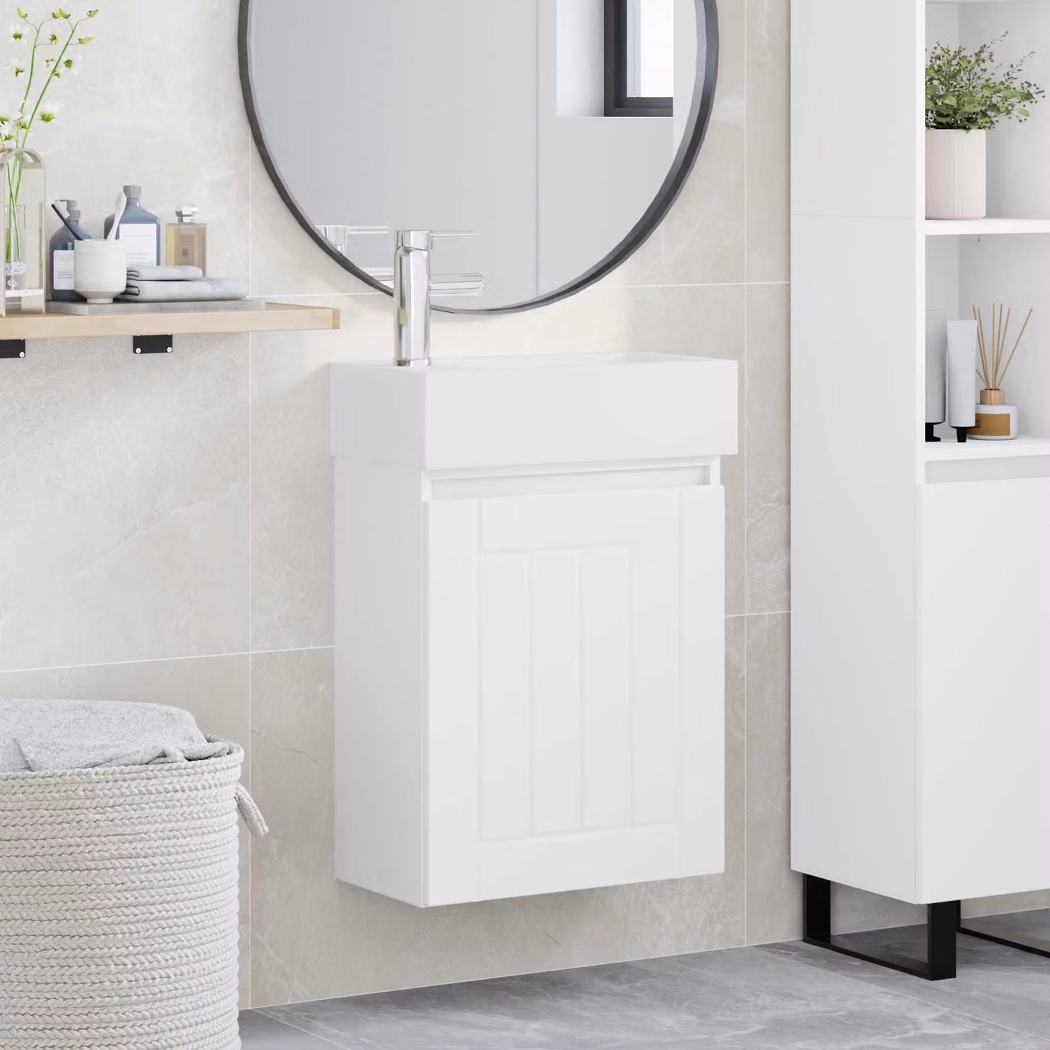 Mobile bagno con rubinetto vidaXL Bianco L 45,5 cm, P 25,5 cm, H 84 cm