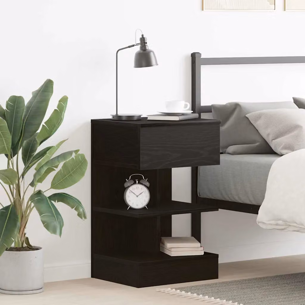 Armadio da notte vidaXL in stile rustico, colore nero, L 40 cm x P 35 cm x H 65 cm