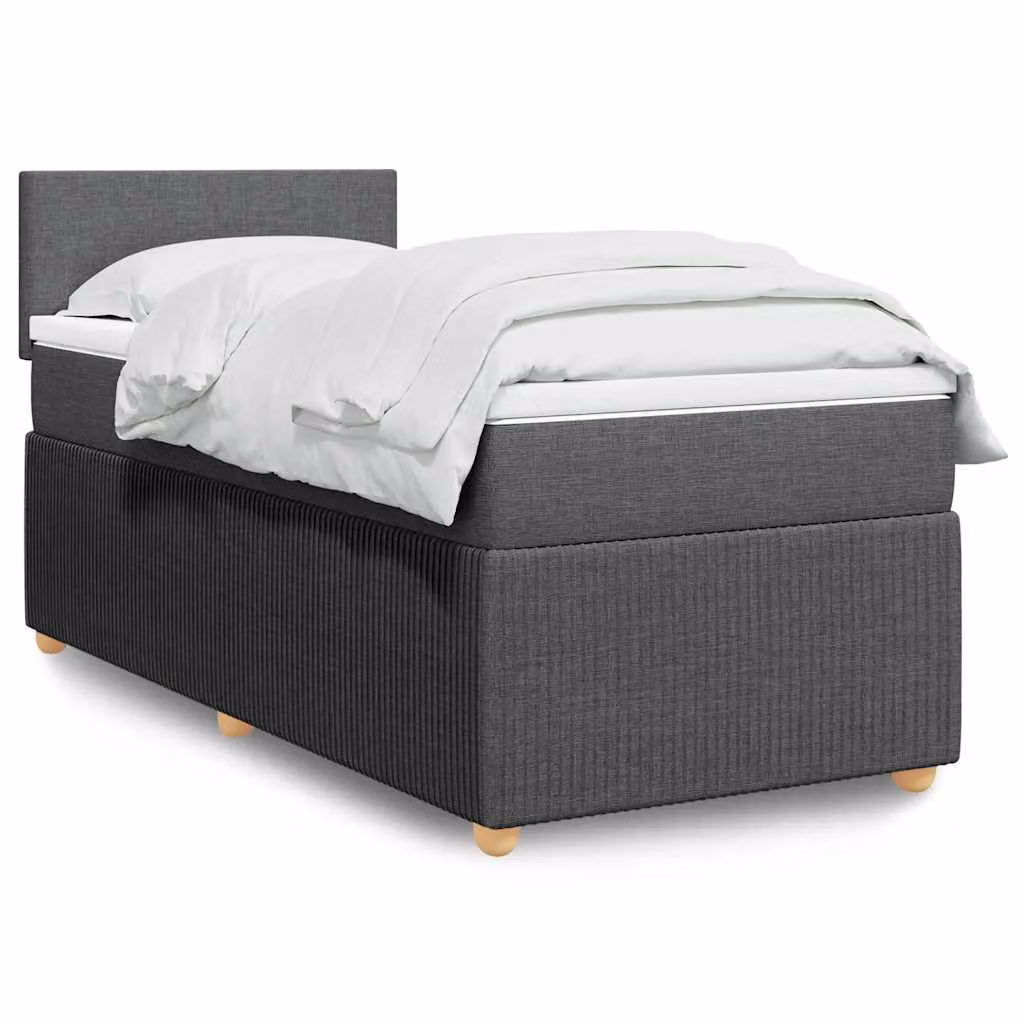 vidaXL Letto a Molle Ibrido con Materasso in Tessuto Grigio e Bianco L/P/H: 90 x 200 cm – 1