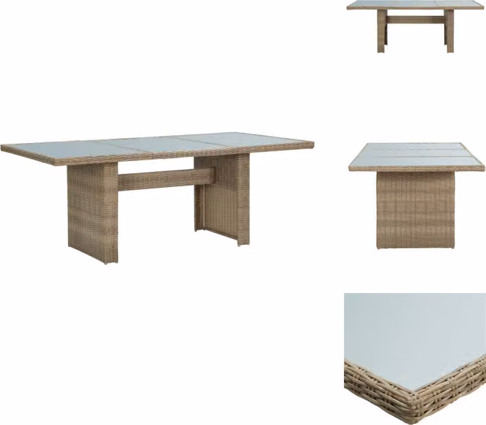 vidaXL Tavolo da pranzo da giardino marrone 200x100x74 cm in vetro e poly rattan - Tavoli da giardino