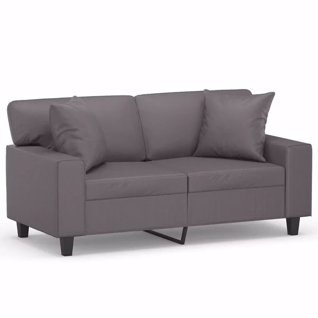 Divano a 2 posti moderno vidaXL in similpelle grigio con cuscini e struttura in metallo L: 154 cm, P: 80 cm, H: 77 cm – 2