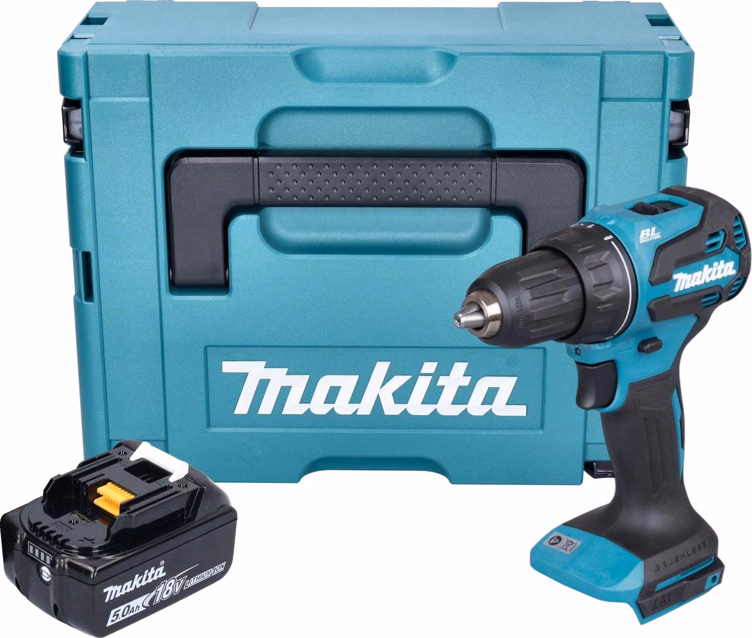Makita DDF 490 T1J Trapano avvitatore a batteria 18 V 65 Nm 1/2" Brushless + 1x batteria 5,0 Ah + Makpac - senza caricabatteria