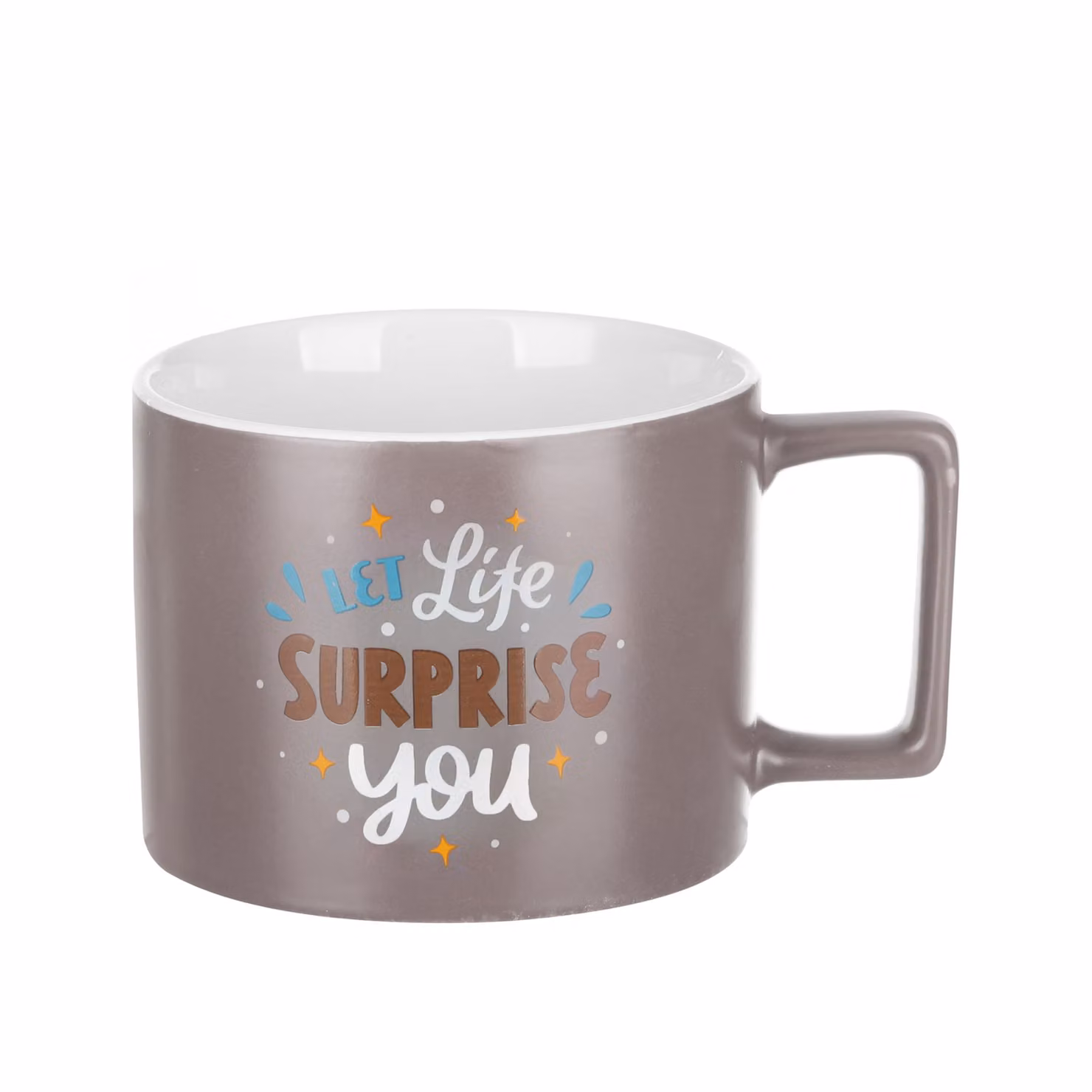 Tazza mug in porcellana KASANOVA grigio opaco con scritta, 450 ml – 2