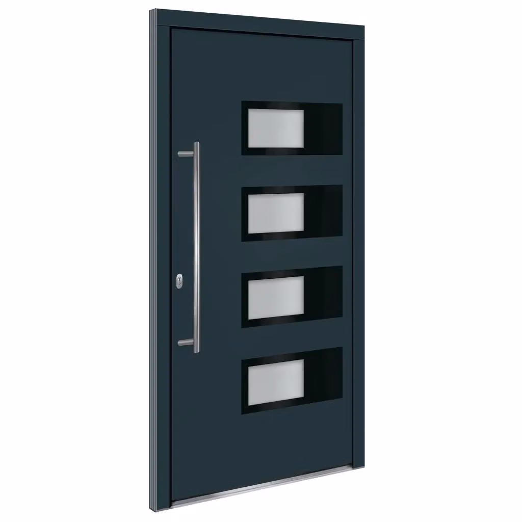 Porta Ingresso Moderna vidaXL in Alluminio e Plastica con Inserti in Vetro, Colore Antracite, L: 100 cm, H: 200 cm – 2
