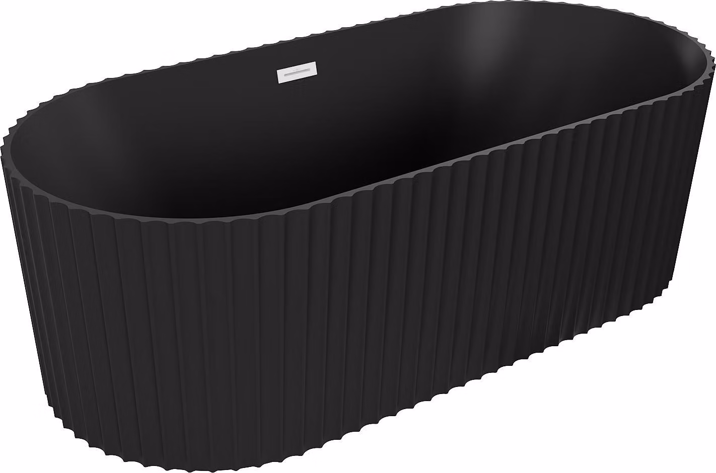 Mexen Paola vasca da bagno freestanding rigata 150 x 75 cm, nero opaco, troppopieno bianco - 52721507571-20