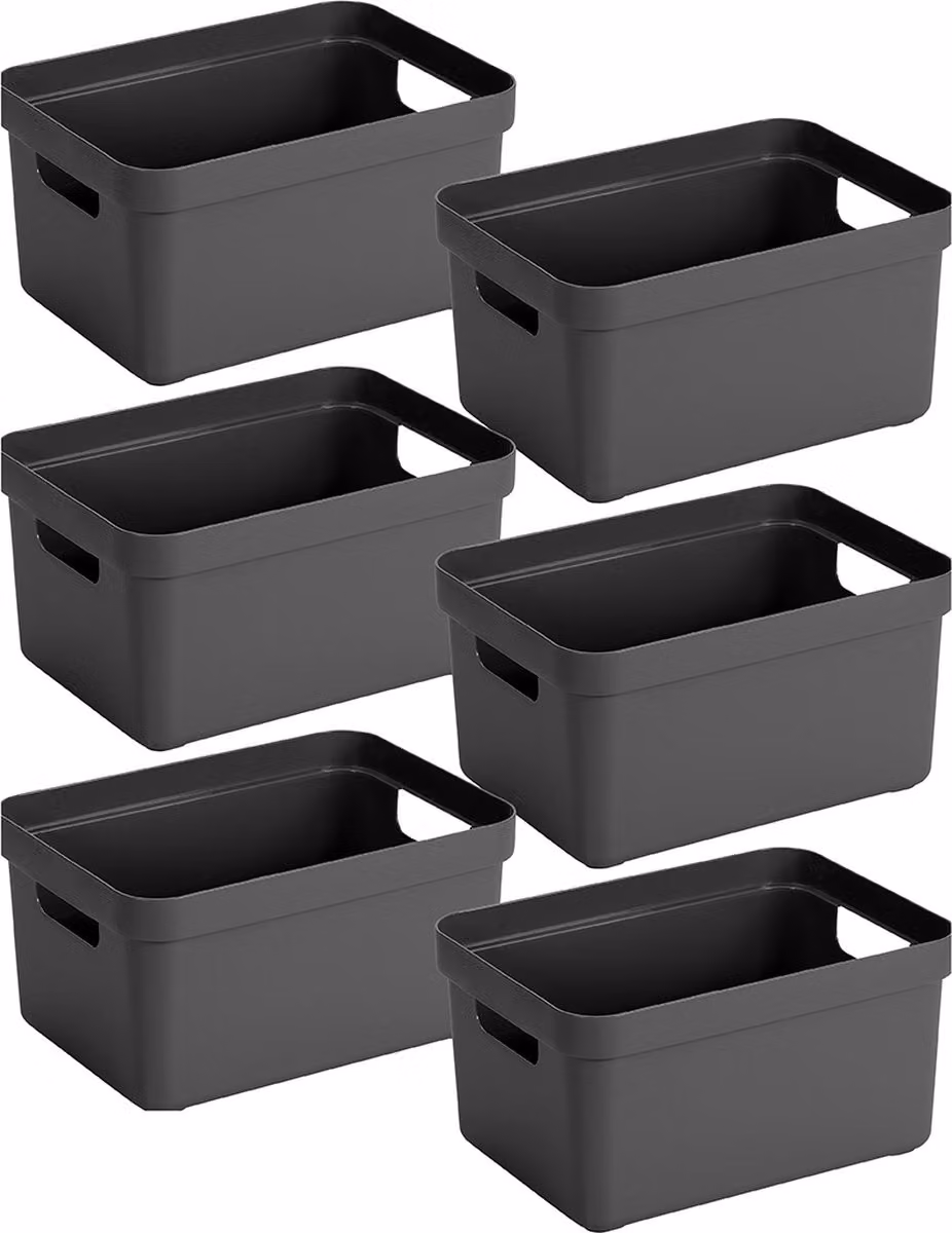 Sunware Home Storagebox Antracite 13 litri - Set di 6 pezzi
