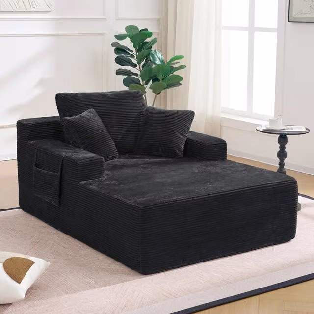 Divano in Tessuto con Cuscini Morbidi e Tasche Laterali ¨C MINIMAL ¨C Velluto, Grigio