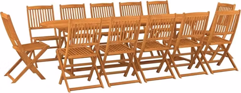 Set da Pranzo da Giardino 13 pz 280x90x75 cm Massello di Acacia