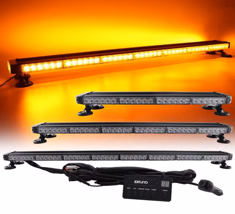 Barra lampeggiante a LED ambra - 124 cm - 102 LED - 12V/24V, universale - Alluminio