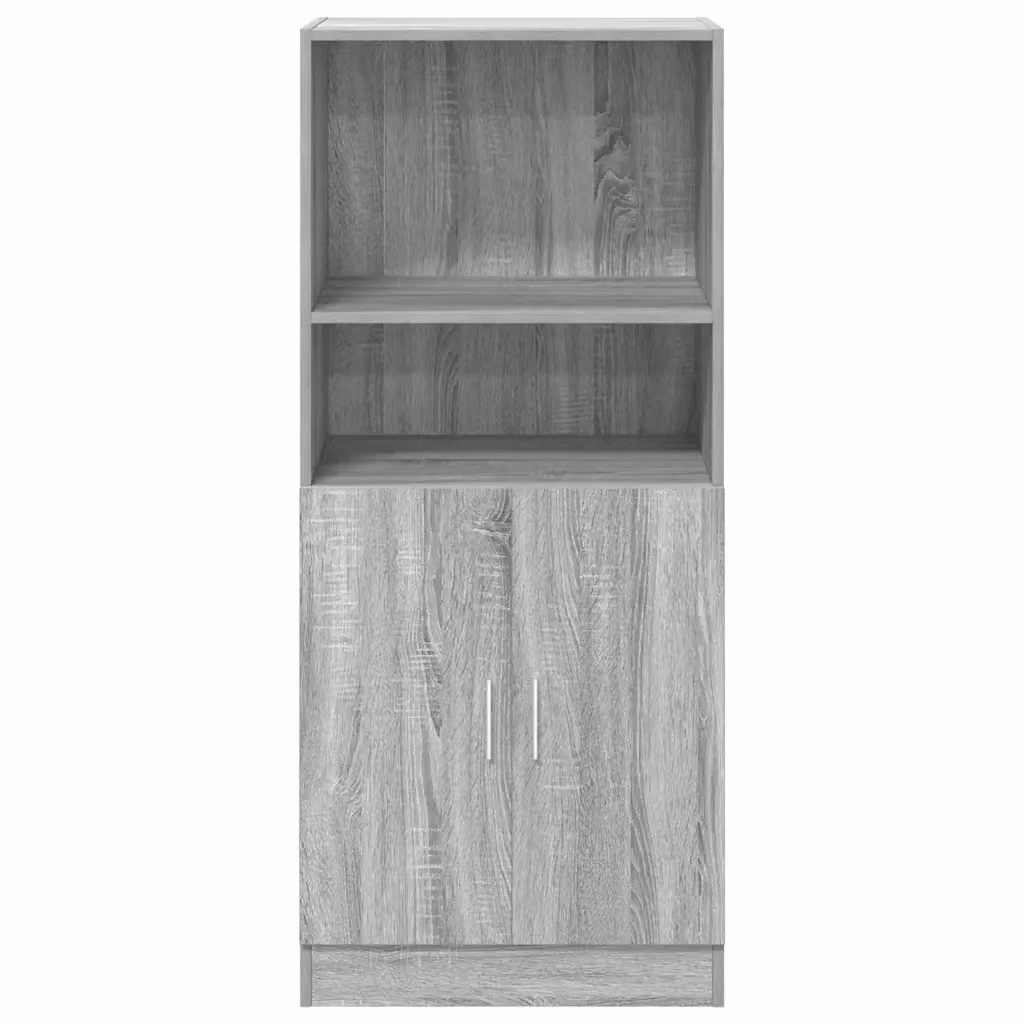 Mobile da cucina moderno HELLOSHOP26 in legno composito grigio con ante a battente e ripiani interni L/P/H: 57 x 41,5 x 131,5 cm – 2