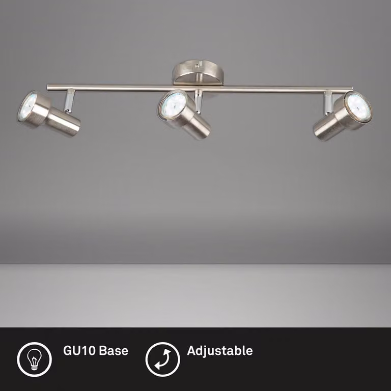 Lampada da soffitto LED Spot 3xGU10 orientabile 3000K 12W nichel opaco Briloner