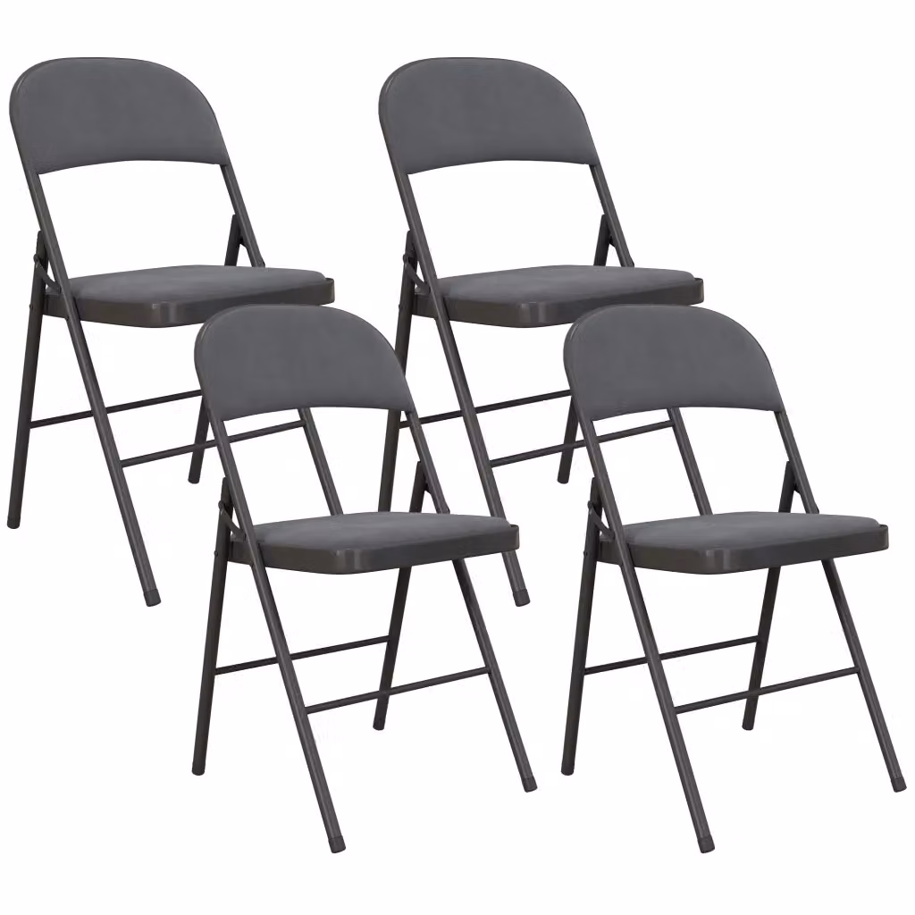 Set di 4 sedie pieghevoli imbottite Xylo in velluto grigio scuro con struttura in metallo – 2